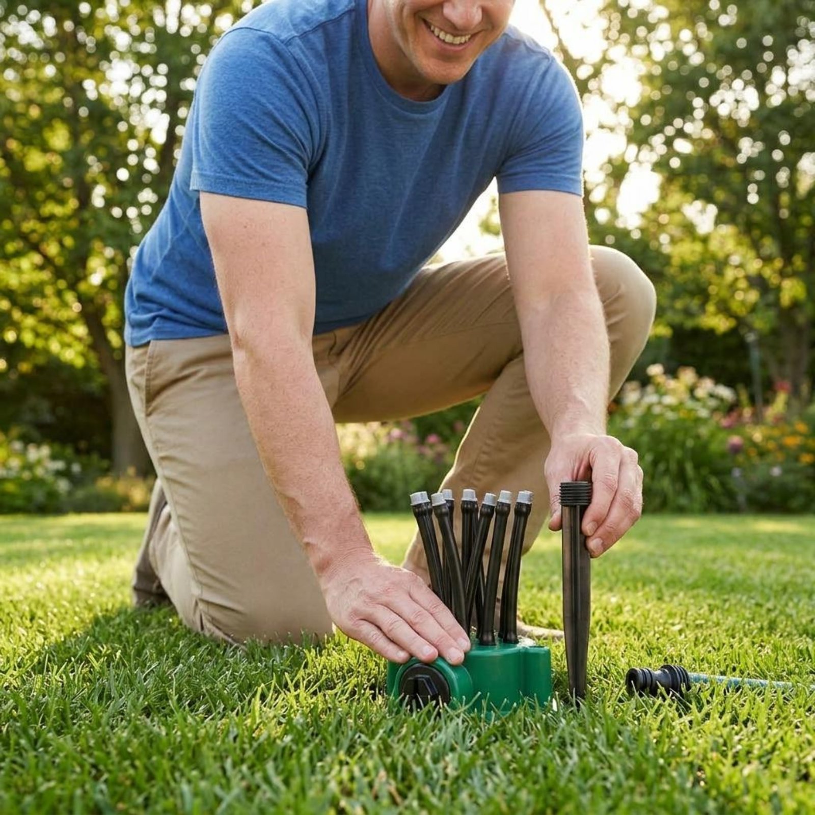 Gardening Tools Plastic - สปริงเกอร์ 360 องศา สเปรย์ละอองน้ำอ่อนโยน สปริงเกอร์หลายหัว อุปกรณ์รดน้ำกลางแจ้ง