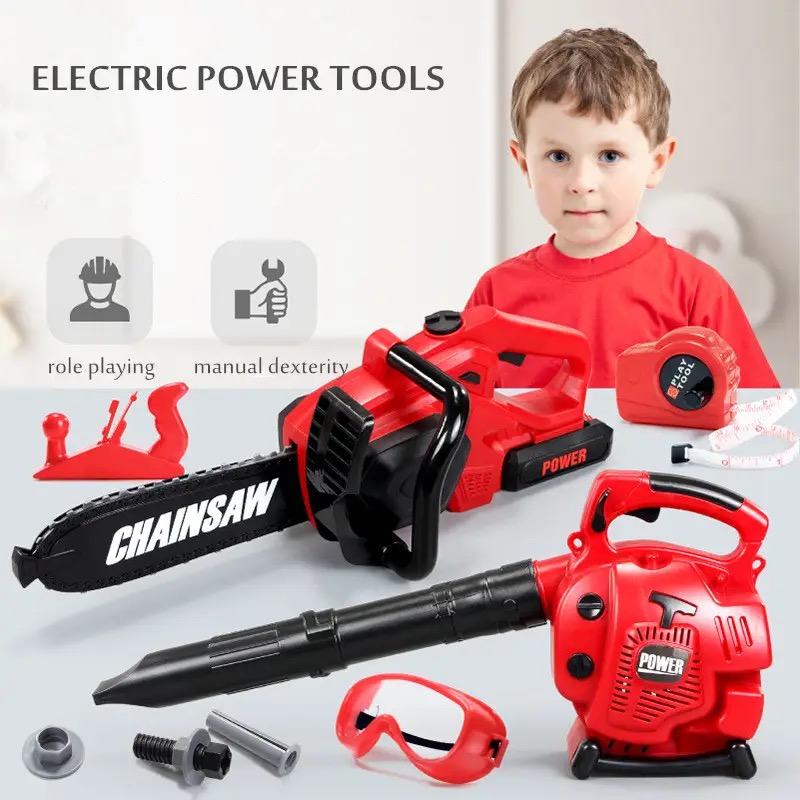 Gardening Tools For 10 Year Olds - เด็กขนาดใหญ่เลื่อยลูกโซ่อิเล็กทรอนิกส์เด็กเล่นเครื่องมือแกล้งเล่นชุดเครื่องมือเลื่อยไฟฟ้าเด็กจําลอง Play House ของเล่น