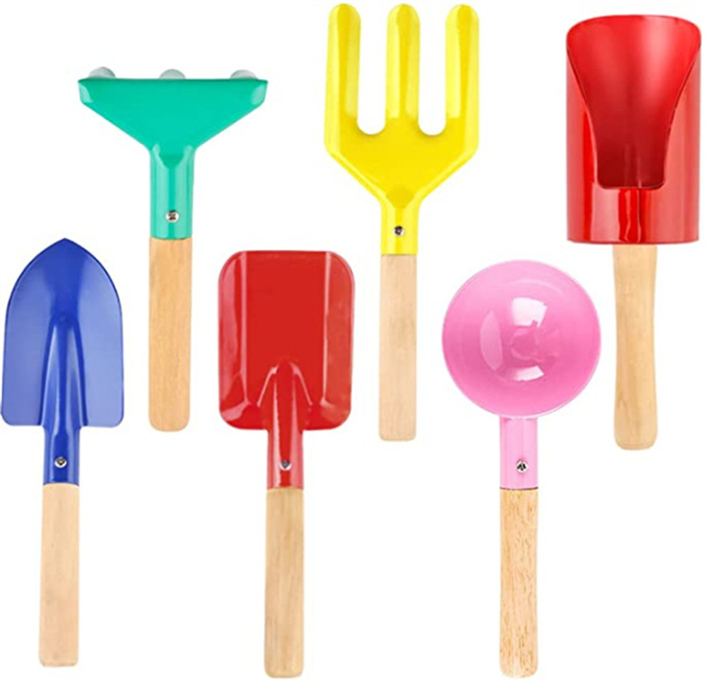 Gardening Tools Kit For Kids - สีสัน 6 ชิ้นมัลติฟังก์ชั่เด็กทําสวนชุดเครื่องมือสําหรับทรายหิมะเล่นพลั่วคราดจอบช้อนคอนเทนเนอร์ทนทานสวนชุด