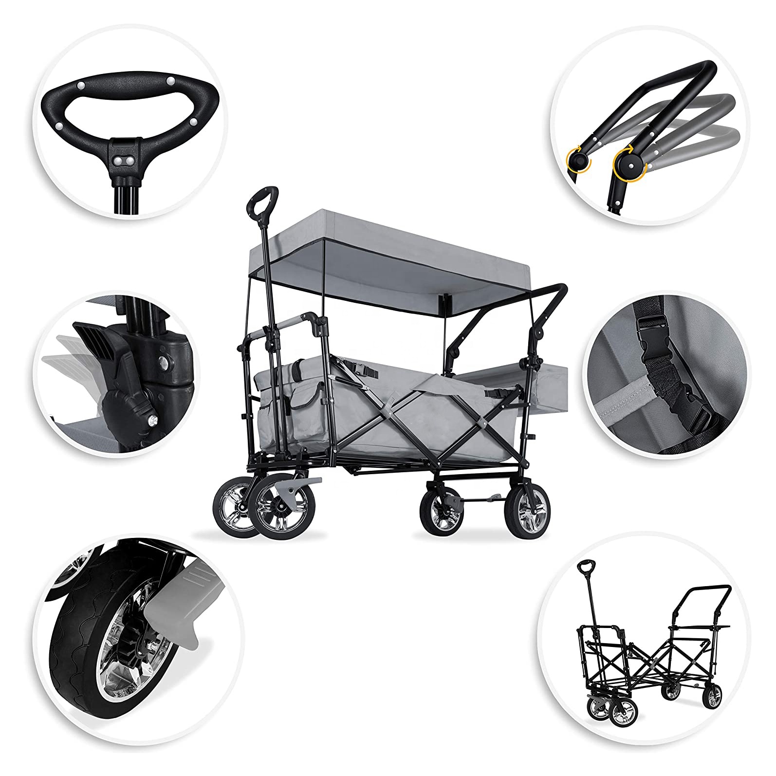 Gardening Tools Best - รถเข็นสวนขายดี รถเข็นอเนกประสงค์แบบพับได้ แข็งแรงทนทาน พร้อมที่จับ รับน้ำหนักได้ 650