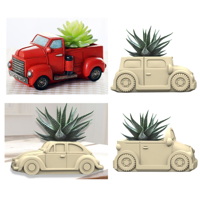 Gardening Tools Cute - แม่พิมพ์ซิลิโคนเรซินกระถางต้นไม้อวบน้ำในรถยนต์กล่องเก็บรถลายการ์ตูนน่ารักสำหรับ3D