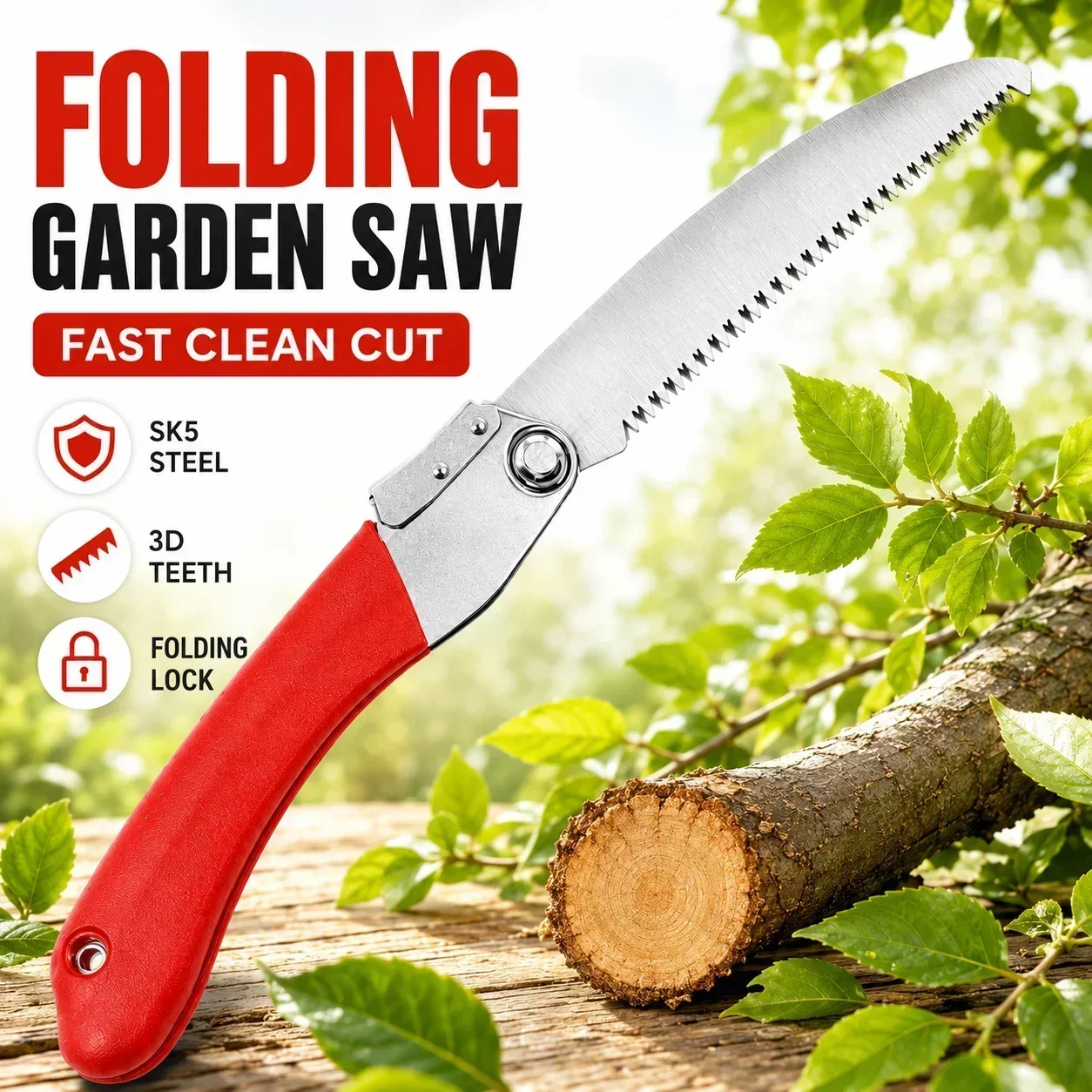 Gardening Tools To Cut Branches - เลื่อยตัดกิ่งแบบพับได้ 210 มม. เหล็ก SK5 พร้อมฟันเลื่อย