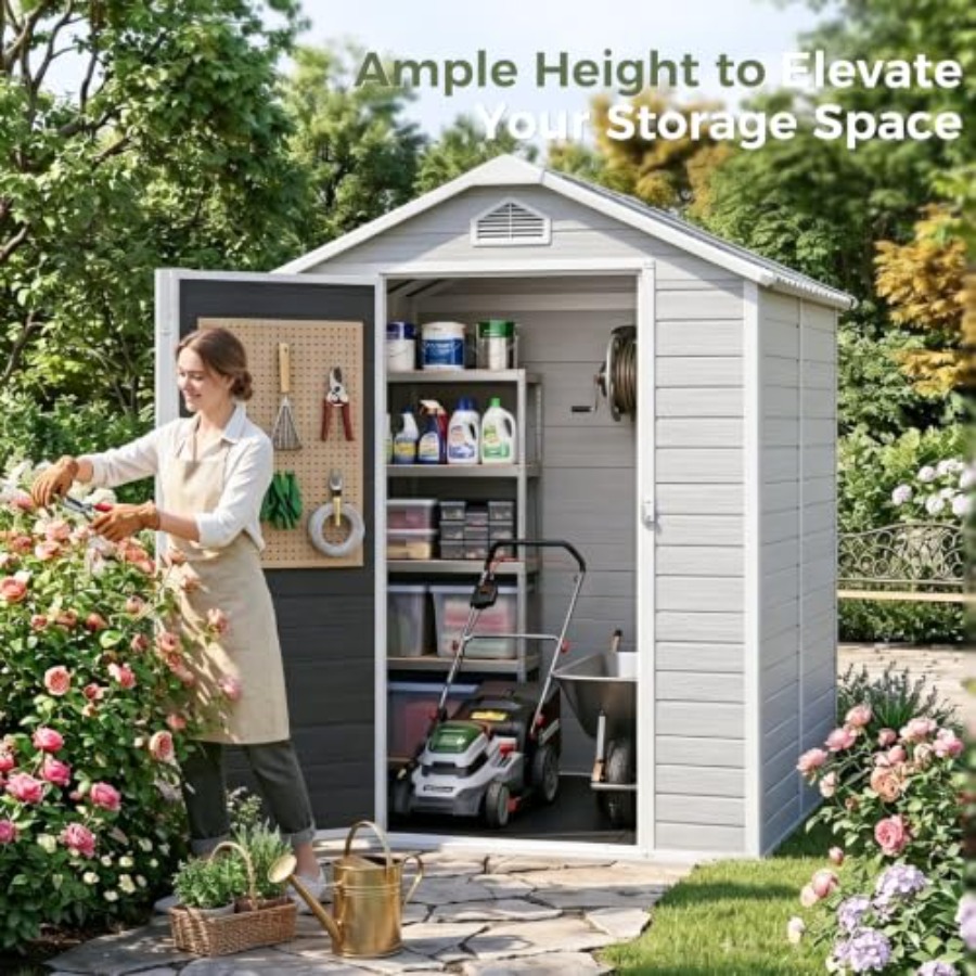 โรงเก็บของกลางแจ้งทำจากเรซิน พ - Gardening Tools Plastic บทวิจารณ์และราคา