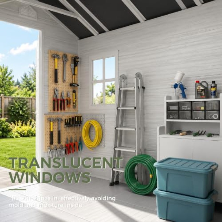 โรงเก็บของกลางแจ้งทำจากเรซิน พ - Gardening Tools Plastic บทวิจารณ์และราคา