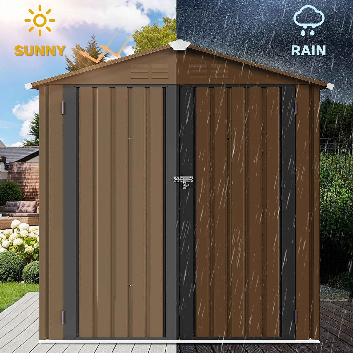 โรงเก็บของกลางแจ้งโลหะขนาด 6x4 - Gardening Tools Heavy Duty บทวิจารณ์และราคา